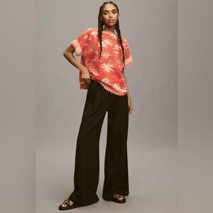 Anthropologie Happy Sheep Printed Fringe Sweater Tee NWT